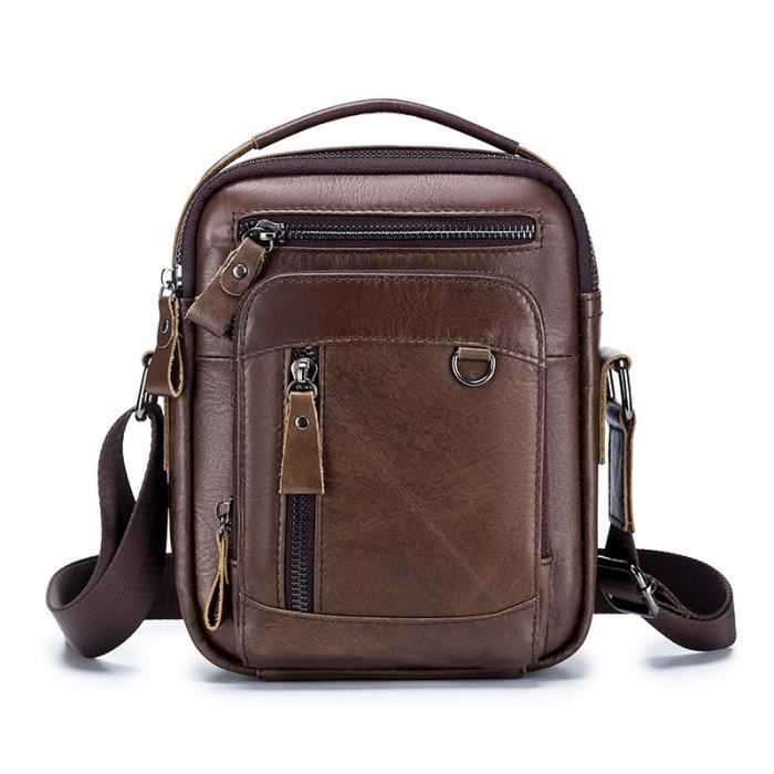 Sacoche homme Sac à Bandoulière Imperméable en Cuir pour Téléphone Portable  Sacs à main Vintage pour Travail - Marron Foncé Marron Foncé - Cdiscount  Bagagerie - Maroquinerie