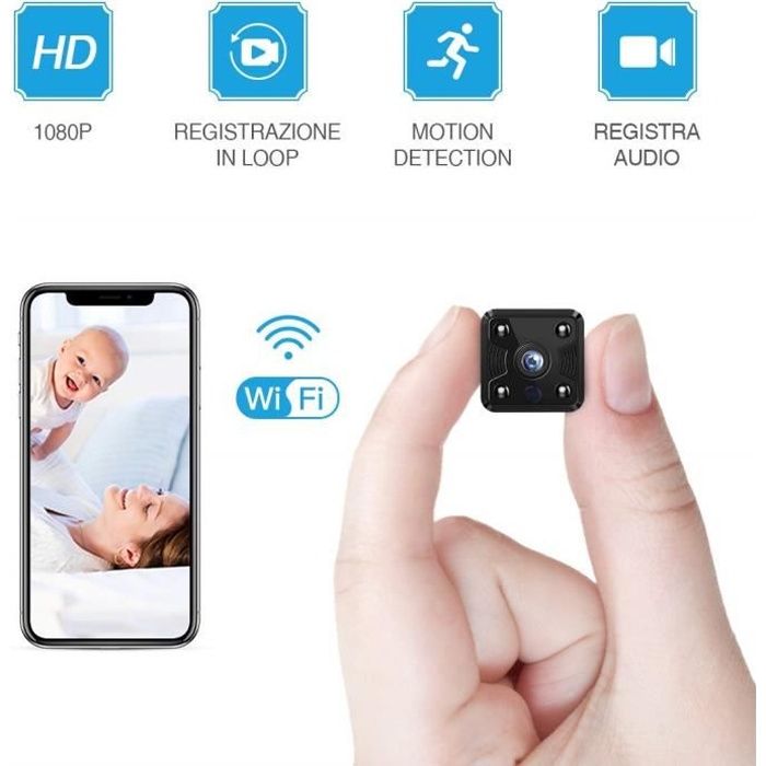 Mini Camera Espion Sans Fil Hd 1080P Magnetic Spy Caméra De Surveillance  Wifi Interieur Longue Durée De Vie De La Batterie Caméra Avec Vision  Nocturne Et Detecteur Pour Bébé, Voiture