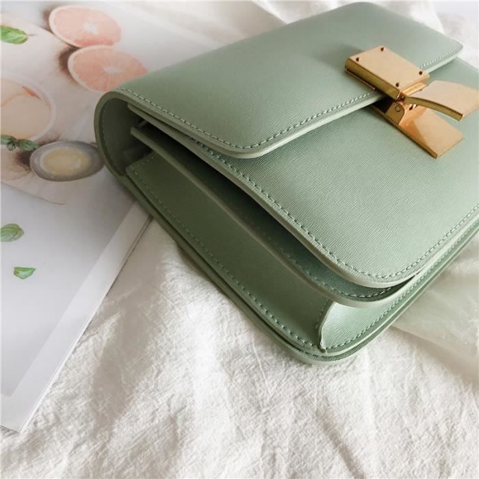 L 23cm Menthe verte Sac Main En Cuir V ritable Pour Femmes
