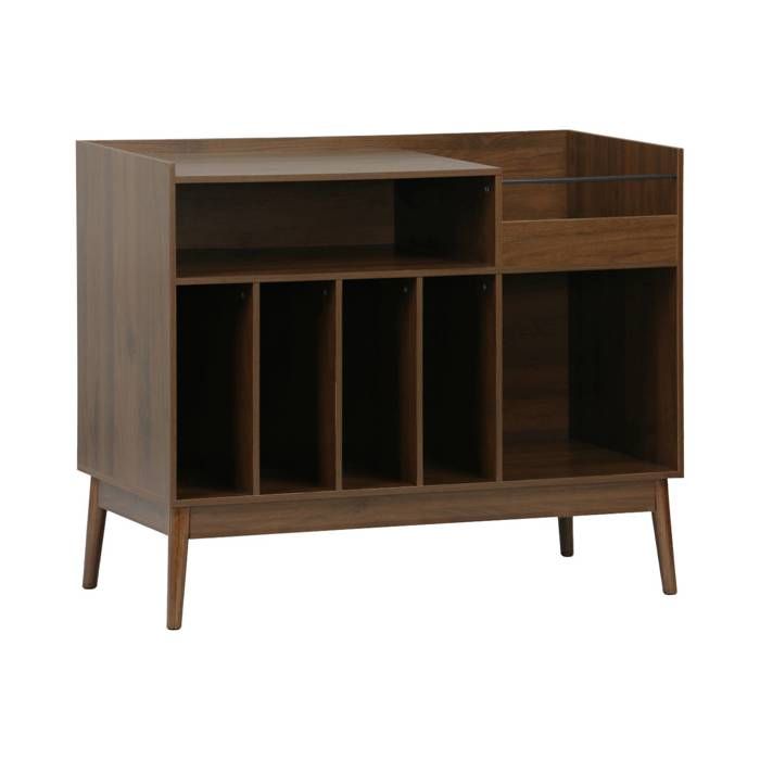 Meuble vinyle vintage décor bois 100cm NEPAL