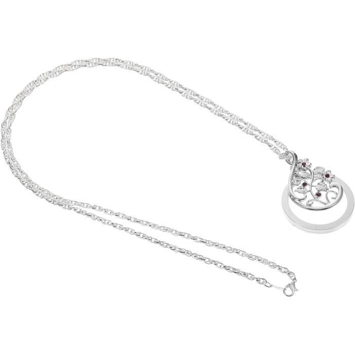 Collier avec loupe en cristal rétro pour chaîne plaquée or pendentif