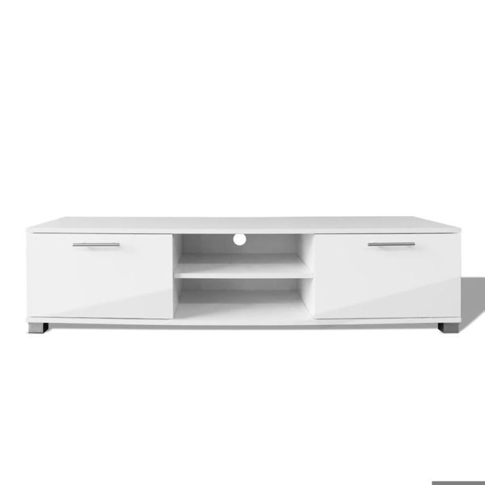 Meuble télé buffet tv télévision design pratique à haute brillance blanc 120 cm 2502039