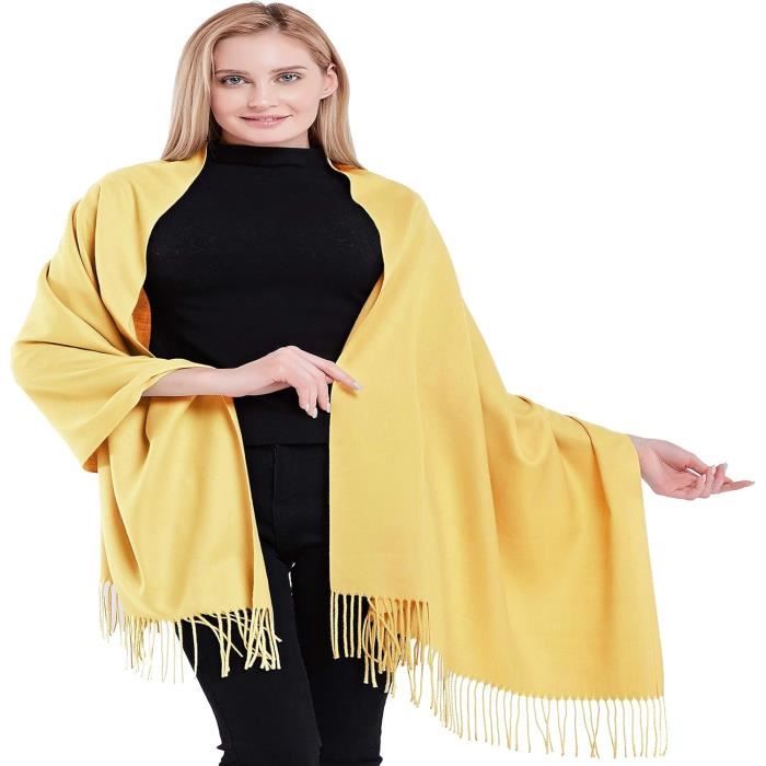 Écharpe Jaune Canari En Cachemire – 100% Laine – Châle Unisexe – Qualité Chic