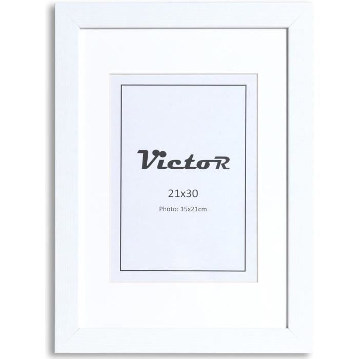 Cadre Photo A4 (21x30 Cm) Avec Passe-Partout Pour Photo 13x18 Cm - Blanc, Verre, MDF