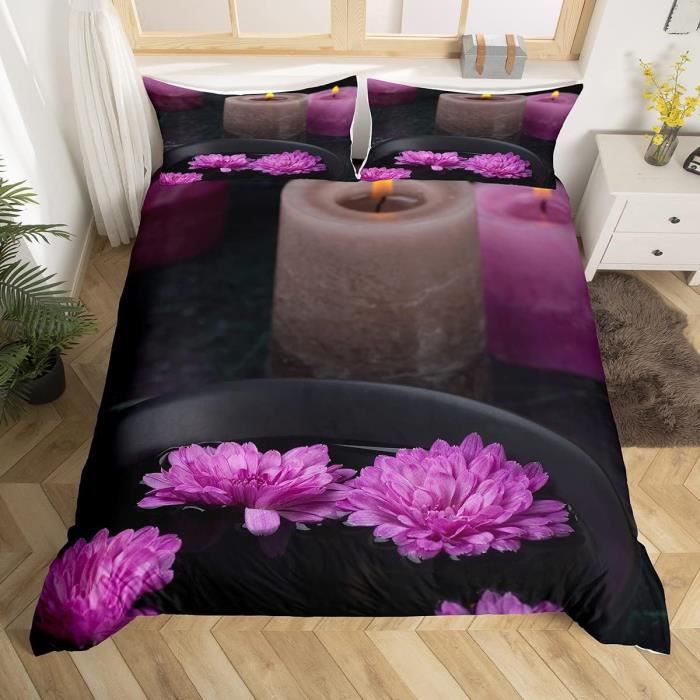 Housse De Couette 3 Pièces 240x220 Cm – Microfibre Douce, Imprimé Plantes Tropicales, Hypoallergénique