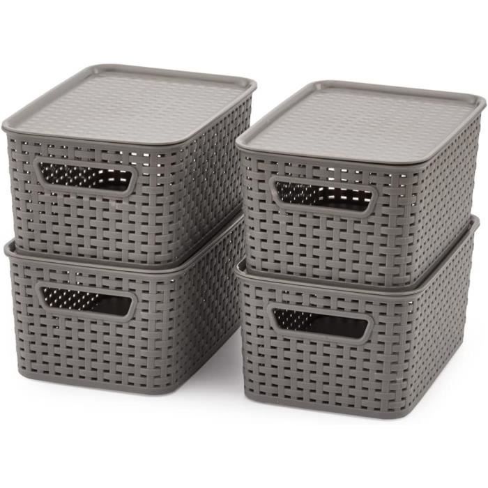 Hocadrv Boite Rangement Salle Organisateur Panier Avec Couvercle, Lot