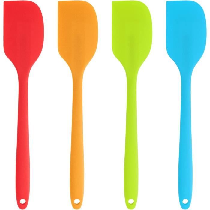 Spatules En Silicone Souple - Lot De 4 Petites Spatules Longues Et Étroites Pour Cuisine Et Pâtisserie - Résistantes à La Chaleur - Sans BPA