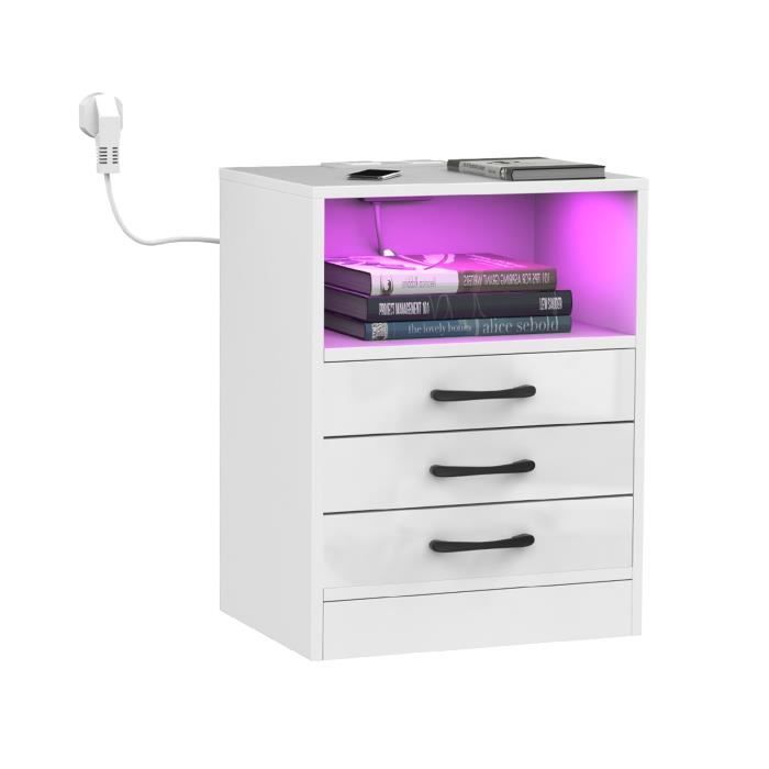 Table De Chevet,Table D'appoint, Table De Nuit Pour Salon Chambre Murale Avec Lumieres Led Noir Cfw403119 93692909