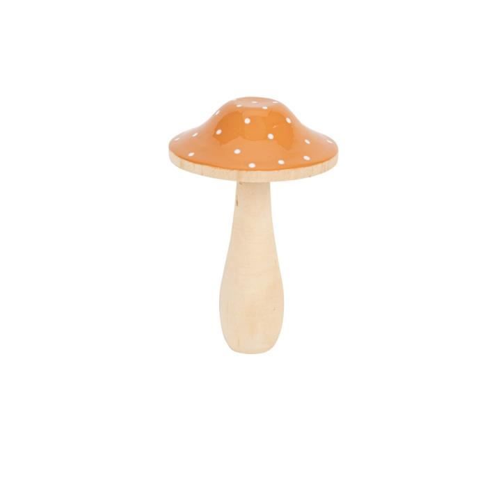 CHAMPIGNON BOIS CHAPEAU POIS PÊCHE 12X7.4CM NATURE  Beige Ivoire Crème Écru Naturel Taupe