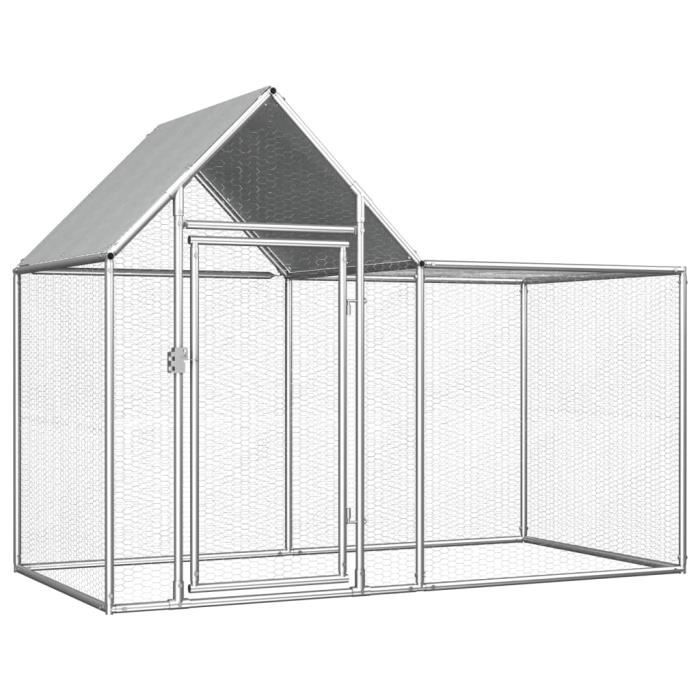 Poulailler - VGEBY® - 2 x 1 x 15 m - Acier galvanisé - Toit résistant à leau - Pour volailles
