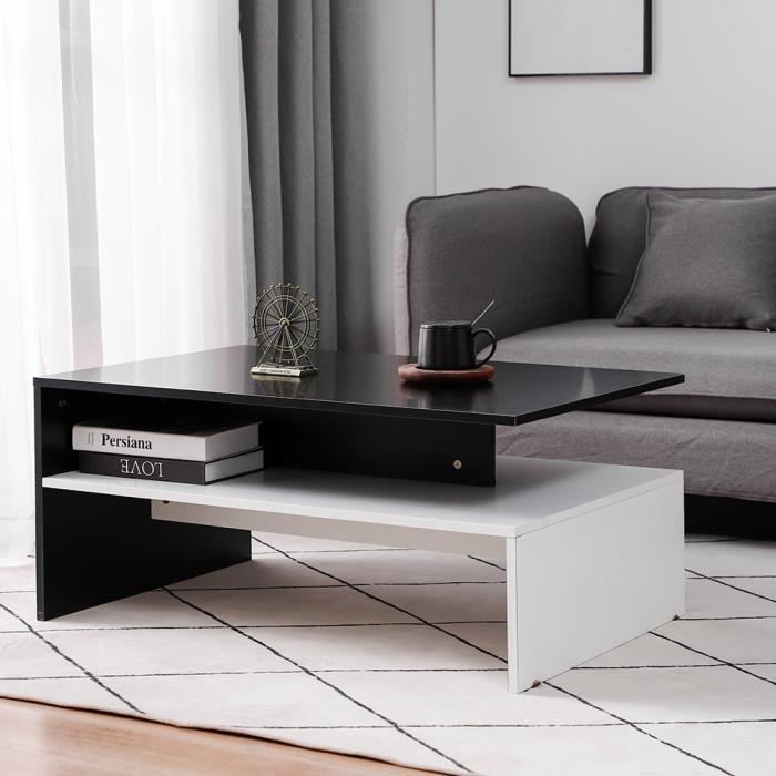 Table Basse Noir-Blanc, Table de Salon Design en Bois ...
