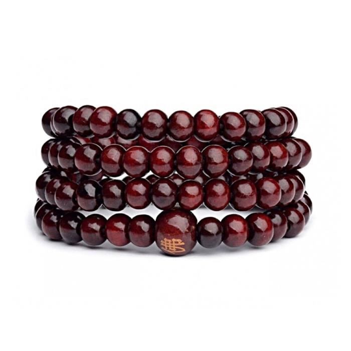 Mala en perles de bois noir 6mm. Bracelet Tibétain