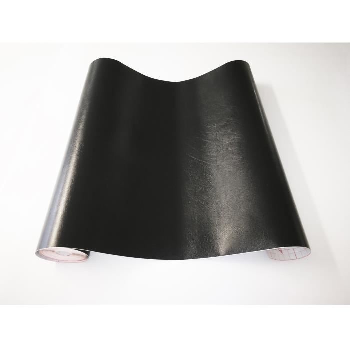 Rouleau Adhesif Aspect Cuir Noir 4 M X 45 Cm Papier Peint