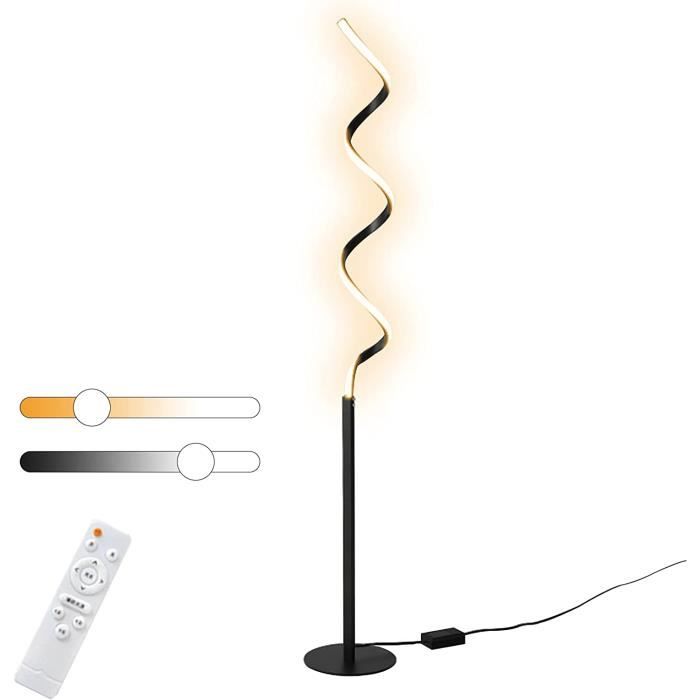 Lampadaire LED Avec Télécommande - 3 Tons, Intensité Réglable, Minuterie 1h, étagère, Trépied Bois - 3