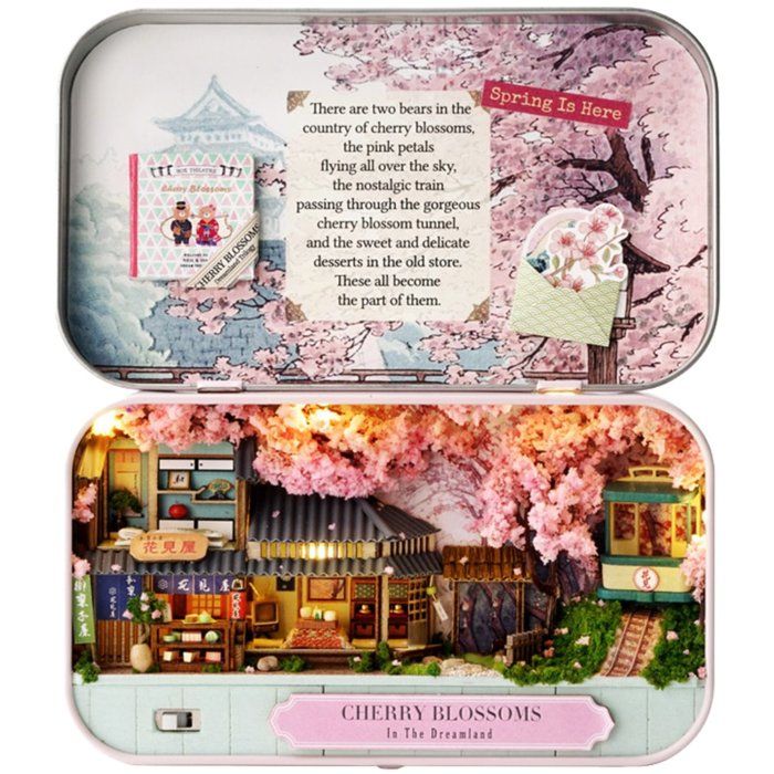 Book Nook - Kit DIY à construire Maquette 3D Serre Livre - Sakura Box Creanook - 14 x 16 x 25 cm