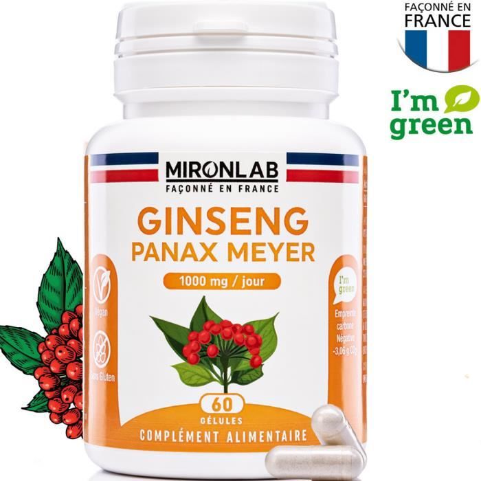 Complément Alimentaire Nutrimea Ginseng Rouge Et Noir - Tonus Et Concentration - 60 Gélules