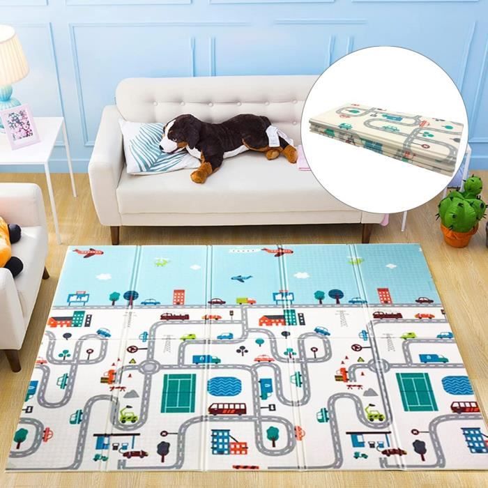 Tapis de Jeux Bebe Pliable Epais Réversible, 180x160x1cm Tapis de Sol en Mousse XPE Antidérapant