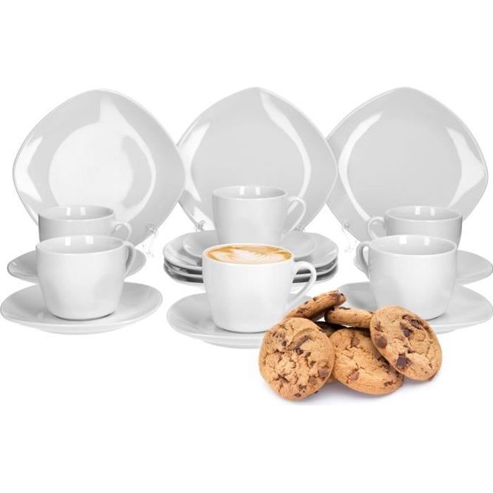 Service De Cafe Van Well Lilli 18 Pcs Pour 6 Personnes Assiette A Gateau Tasse A Cafe Soucoupe Porcelaine De Marque Fine Cdiscount Maison