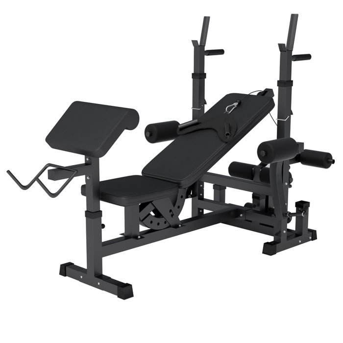 Banc de musculation universel avec supports d'haltères - Noir