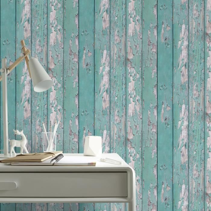 Papier peint intissé Planches vintage 1005 x 52cm Vert - Cdiscount ...