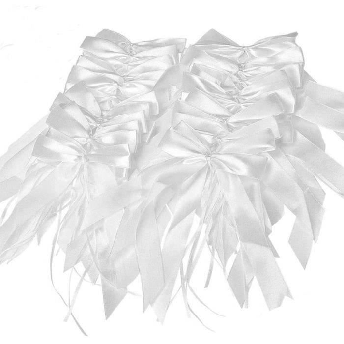 10 Nœuds Blancs Pour Voiture Mariage - Déco Facile - Ruban Organza - Pour Mariage, Maison, Fête