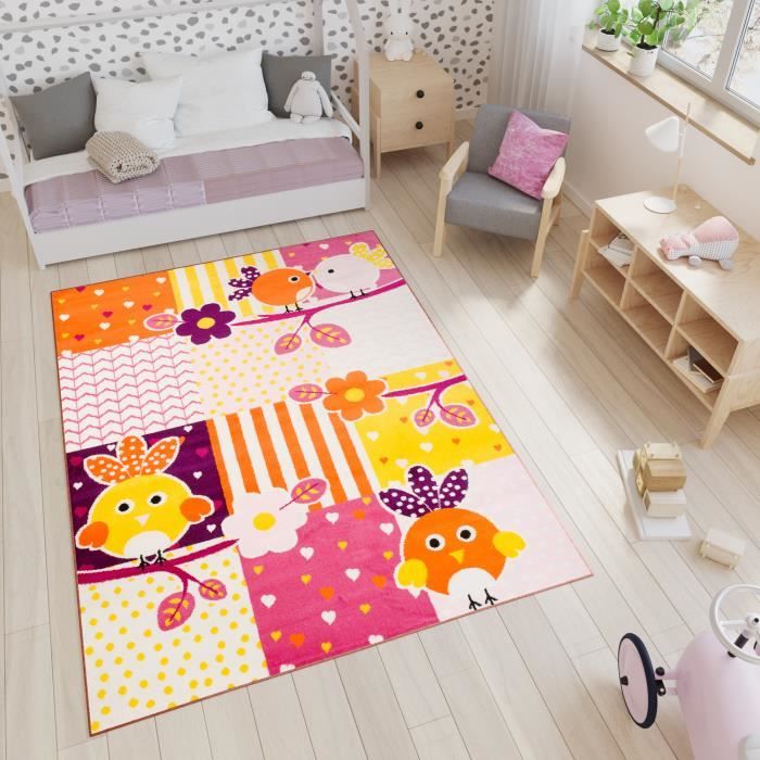 Tapiso Smile Tapis Chambre Enfant Bebe Moderne Oiseaux Sur Branche Blanc Multicolore Jeu Fin 160 X 2 Cm Cdiscount Maison