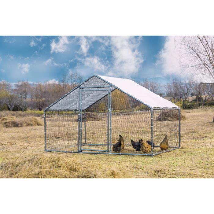 3 x 4 x 2 m NAIZY Poulailler poulailler enclos poulailler toit poulailler poulailler poulailler poulailler poulailler cage à oiseaux cage cage à petits animaux cage en acier galvanisé 