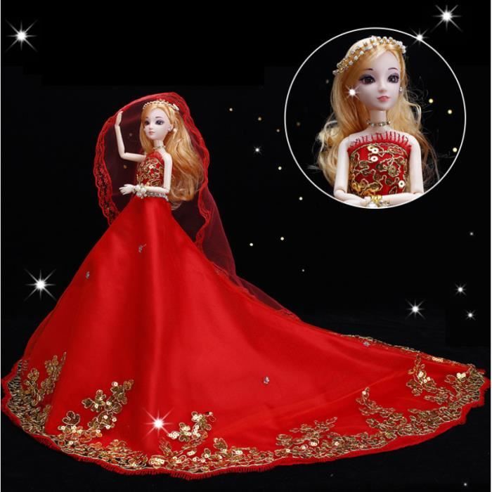 Poupee De Mariage Mannequin Robe De Mariee Cadeau Fille D Anniversaire Cadeau Pour Mariee Blond 43cm Rouge Achat Vente Poupee Cdiscount