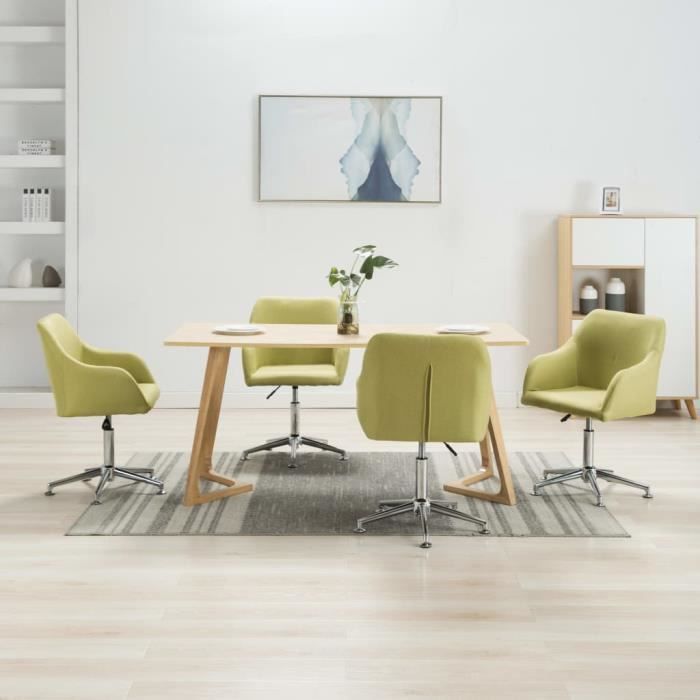74461 ®Best Design rétro Lot de 4 Fauteuils Chaises de Cuisine - Chaises pivotantes de salle à manger Vert Tissu FR 55 x 53 x