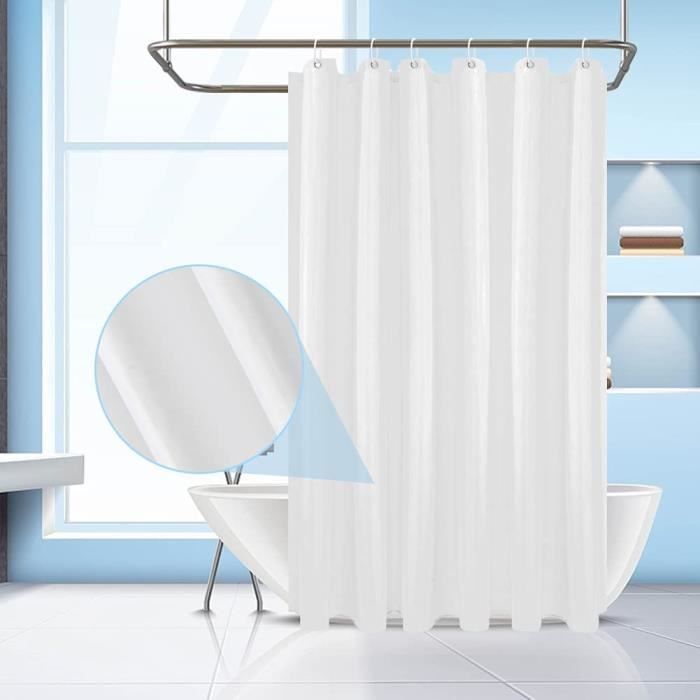 Rideau de douche anti moisissure,rideau douche blanc en tissu imperméable polyester,lavable rideau de salle de bain,180 x 180 cm