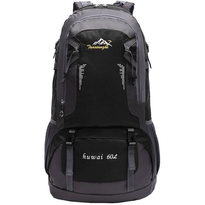 60l sac a dos en plein air voyage randonnee sac a dos ideal sport impermeable noir 61 x 37 x 21 cm Cdiscount Sport