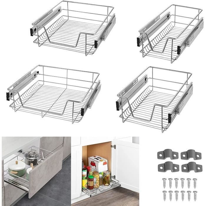 2 Paniers Coulissants Froadp Pour Armoire 47cm - Organisateur Tiroir Cuisine Télescopique