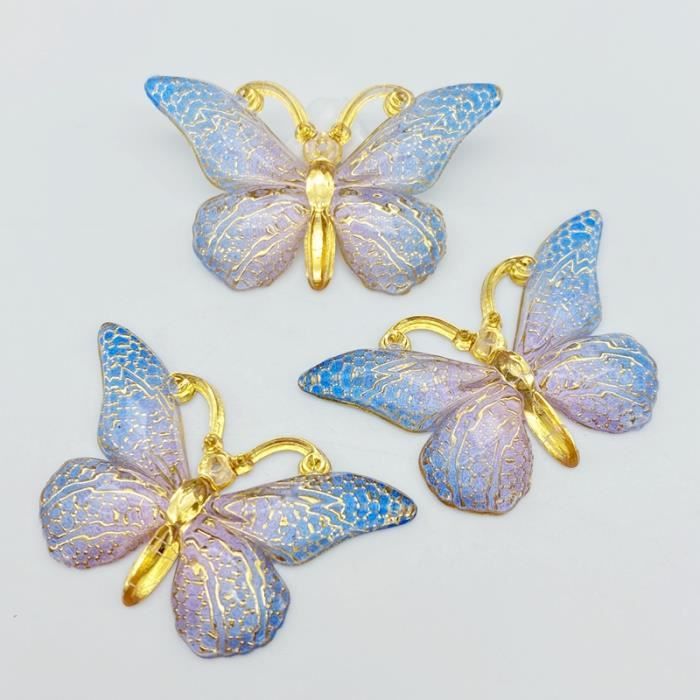 Lot de 10 papillons (H7,5 cm) Elia Gris - Boule et déco de sapin