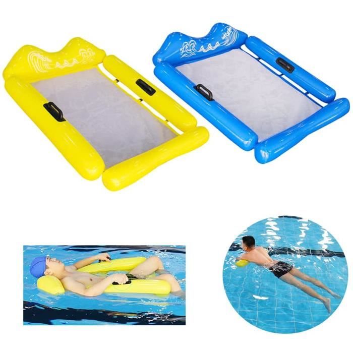 Lot 2 Matelas Gonflables Piscine + 2 Pompes – Hamac Flottant Filet Respirant, Transat Pliable Vacances