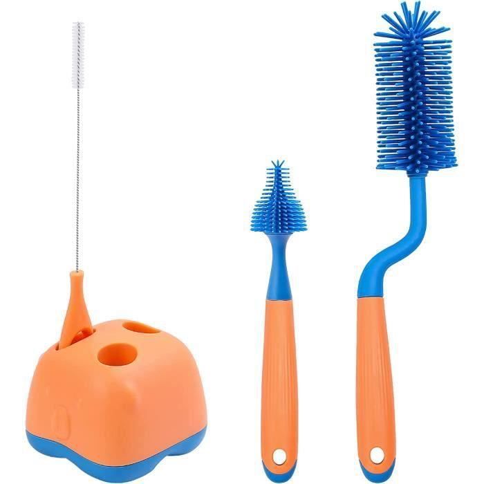 Kit 2 Brosses à Paille En Silicone - Goupillon Réutilisable Pour Nettoyer Pailles En Verre, Métal, Plastique - Noyau Acier Inox, Lavable Lave-vaisselle - 8