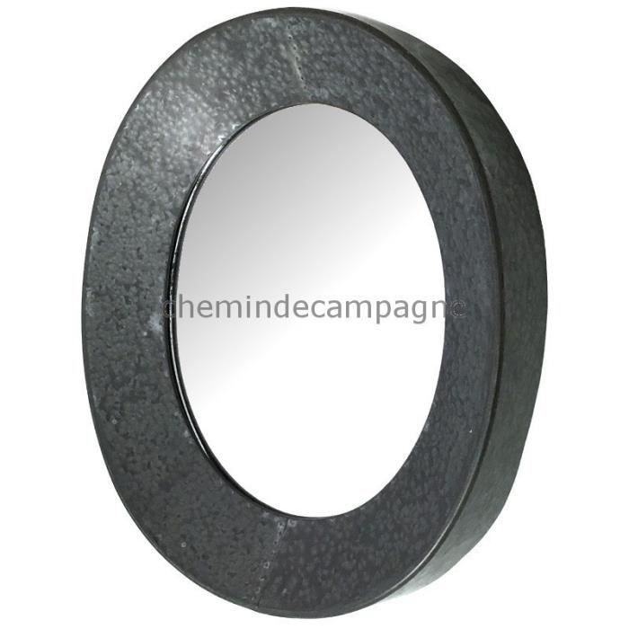 Miroir œil De Bœuf Oval En Zinc 53 Cm 46 Cm Gris Achat Vente
