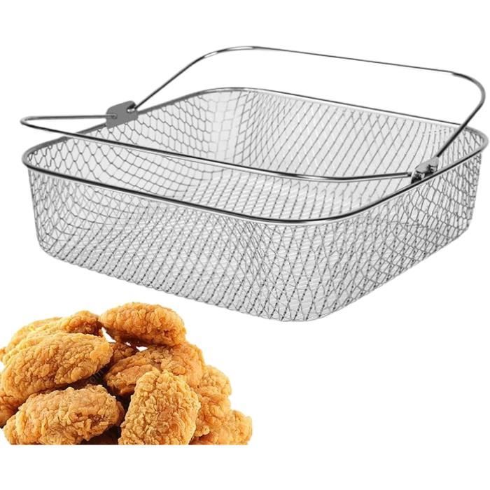 Support de friteuse à air en acier inoxydable, 21 x 21 x 6 cm, panier carré pour friteuse à air, accessoires pour cuisine, restaurant