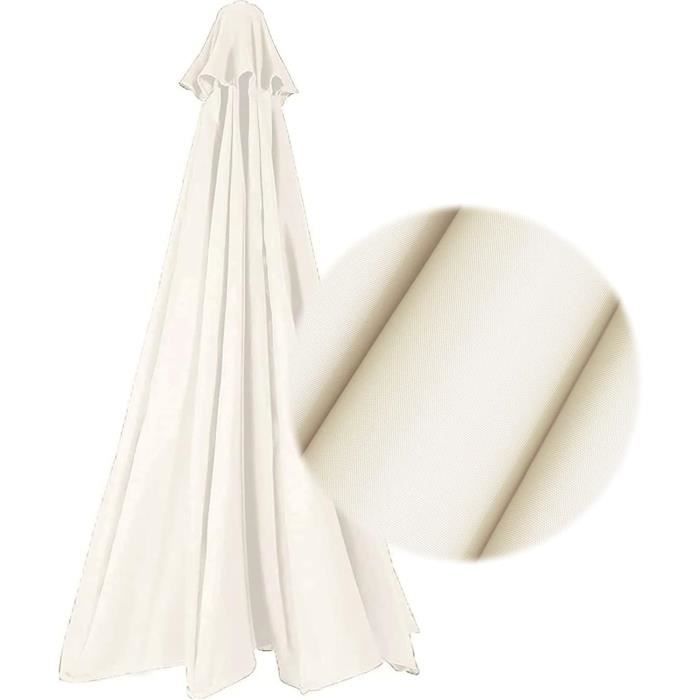 Toile De Rechange Pour Parasol Déporté – 12 Baleines, Diamètre 270 Cm – Off White – Polyester Imperméable Et Anti-UV – Installation Facile