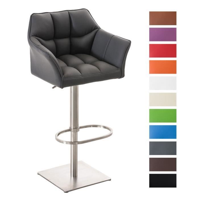 Tabouret de bar avec dossier et accoudoirs DAMASO - CLP - Gris
