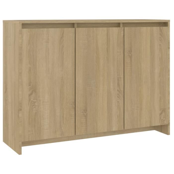 Buffet bas - DUOKON - Chêne sonoma - 3 portes - 102x33x75 cm - Meuble contemporain