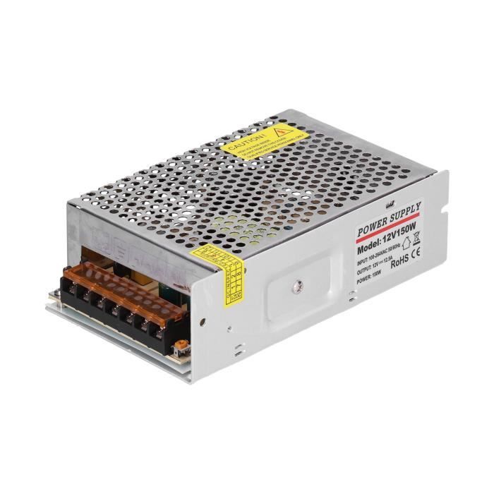Alimentation à Découpage 12V 12,5A – Transformateur LED Régulé Alliage Aluminium – Haute Efficacité