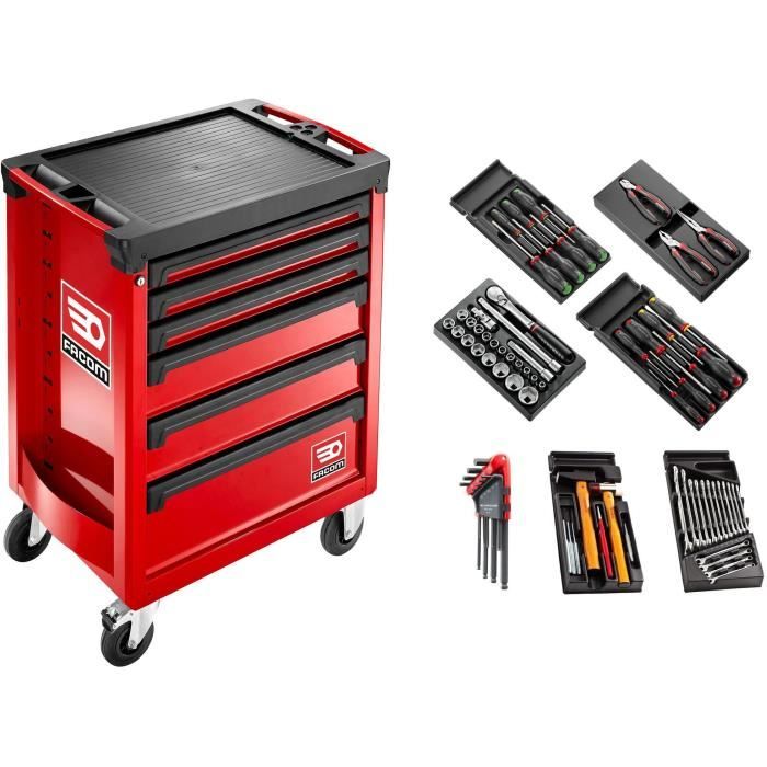 Servante Roll FACOM ROLL.CONTACTPF 6 tiroirs + composition 69 outils