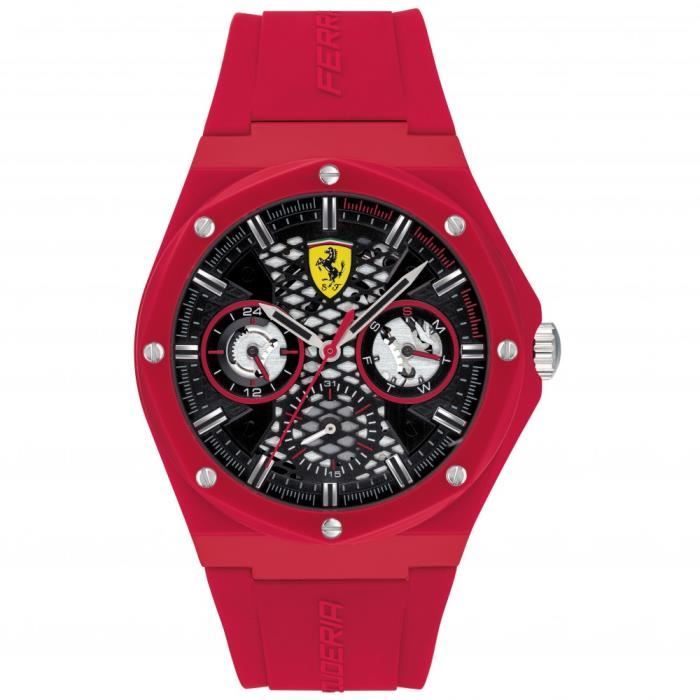 Ferrari - Montre Hommes - Quartz - Multi-Cadrans - Bracelet Caoutchouc Rouge - 0830786