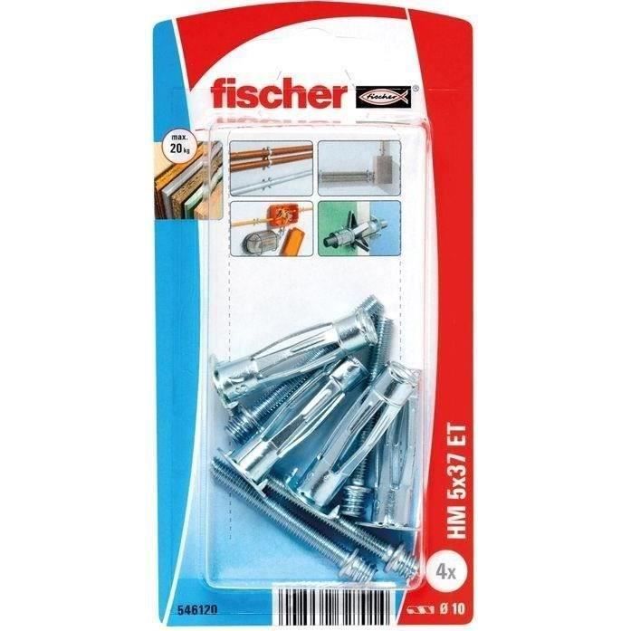 FISCHER - Blister de 4 Chevilles corps creux patte à vis hm5x37