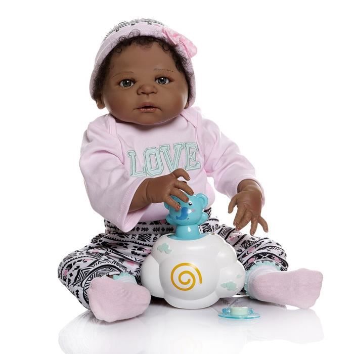 Poupee Bebe 56cm Reborn En Poupee Bebe En Silicone Souple Noir Avec Tout Le Corps Cdiscount Jeux Jouets