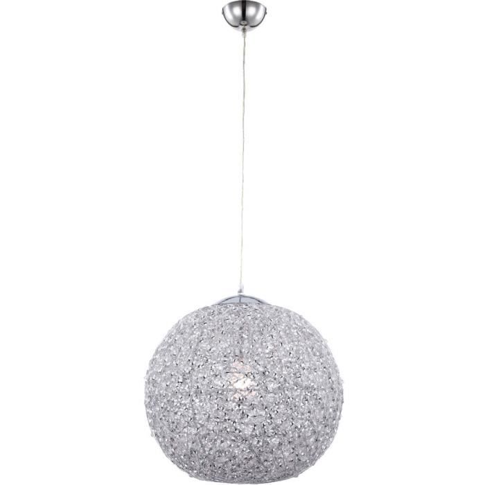Suspension Luminaire Plafond Chrome Boule Aluminium Treillis