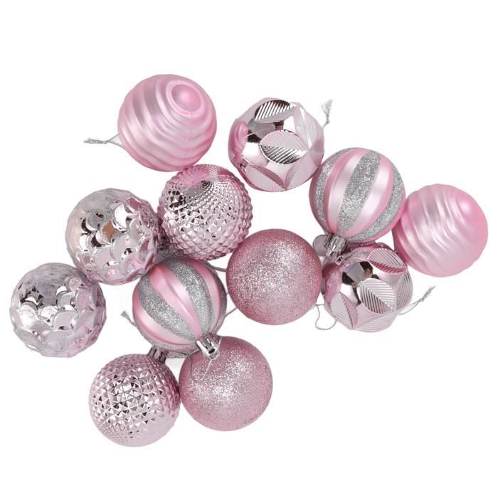 Lot De 12 Boules De Noël En Velours Floqué Marron Et Blanc - 8 Cm, Décorations Classiques Pour Sapin