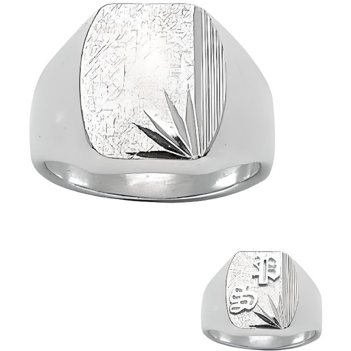 CHEVALIERE HOMME ARGENT GRAVURE 2 LETTRES SOUDEES TAILLE 50 75