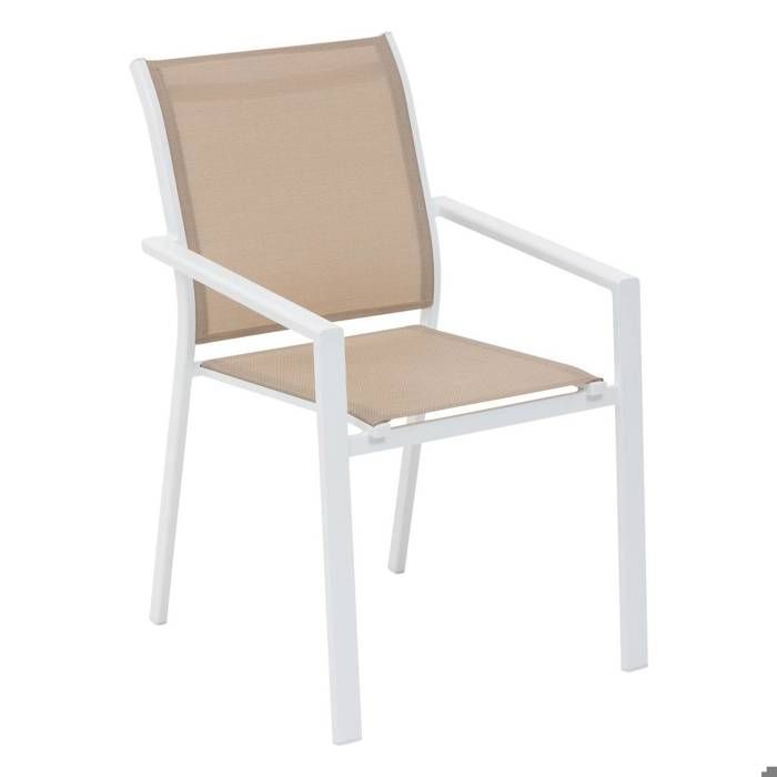Fauteuil de jardin empilable Essentia lin & blanc en aluminium traité en epoxy - Hespéride