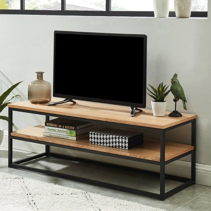 Meuble Tv Industriel 120x40x42 Cm Collection Brixton Achat Vente Meuble Tv Meuble Tv Industriel Cdiscount